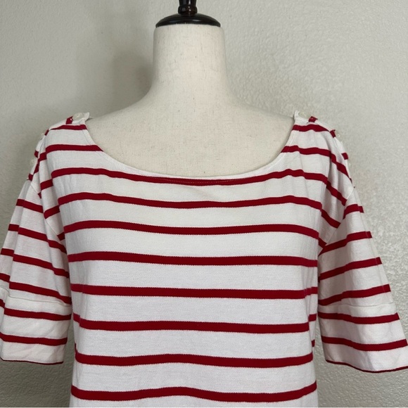 Anthropologie Pilcro and the Letterpress Red White Striped Top, Sz Large - Picture 2 of 13